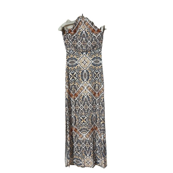 Halter Maxi, Slim Fit, Mosaic Pattern Vacation Beach Resort Dress,‎ Sexy Size XS - Picture 1 of 8